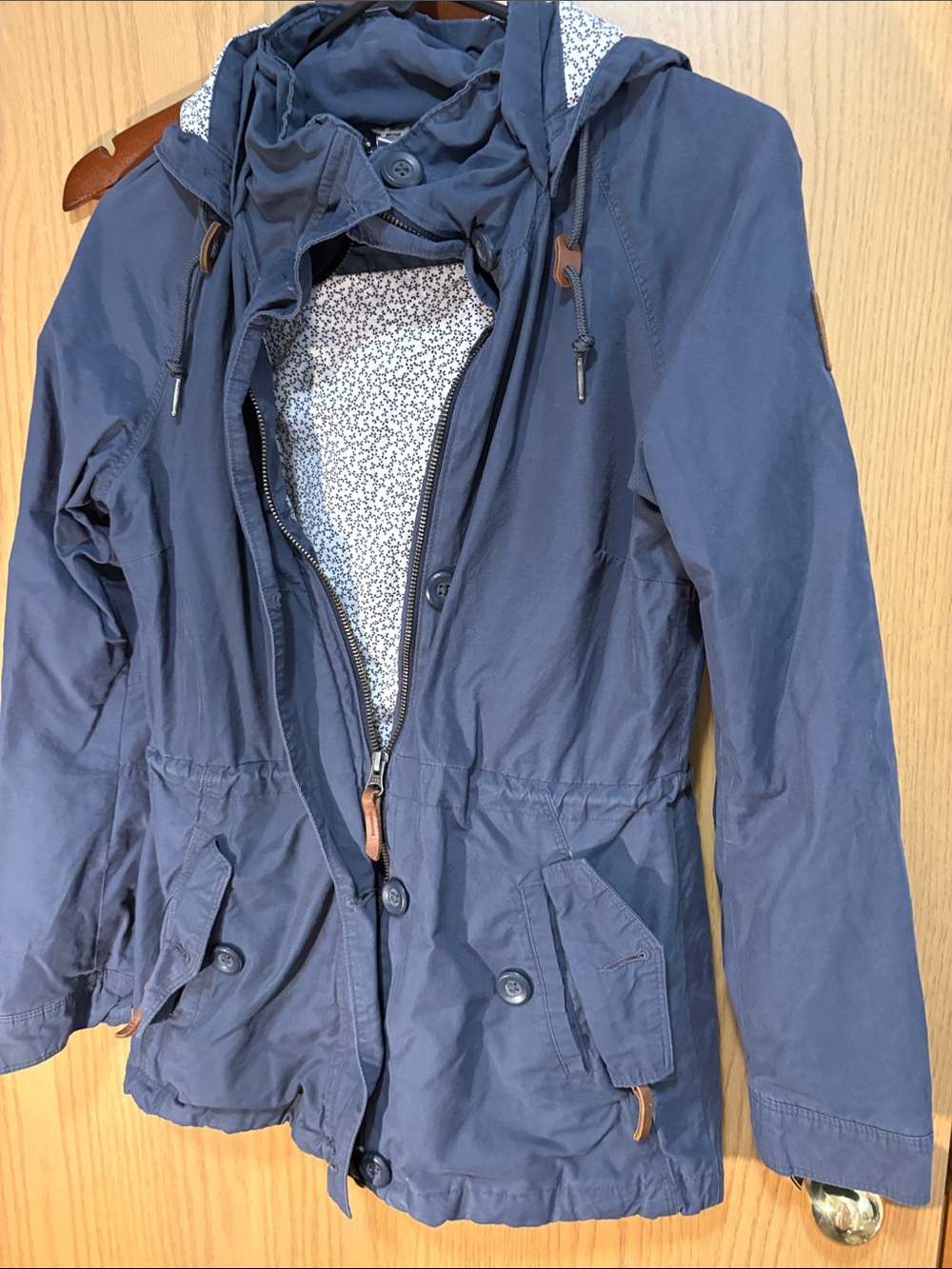 Columbia Navy Hooded Utility Jacket with Printed Lining